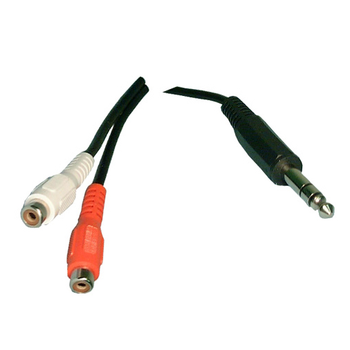 Philmore 44-215 6 Inch (1) 1/4" Stereo Male Plug to (2) RCA Female Jacks Y-Cable