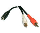 44-227, Philmore 6 Inch 3.5mm Mono Female Jack to (2) RCA Male Plugs Y-Cable