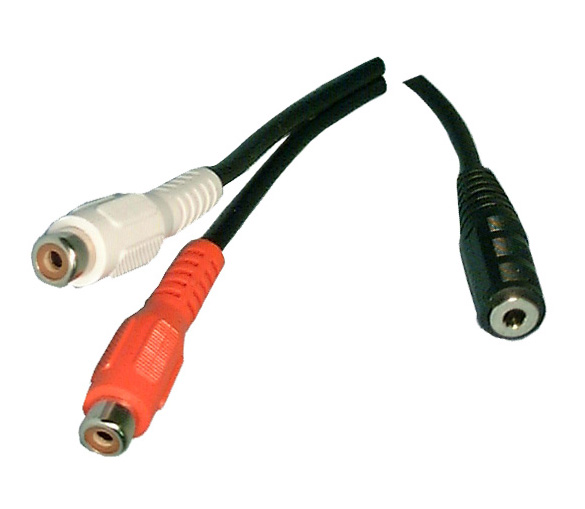 Philmore # 44-230, 6 Inch 3.5mm Mono Female Jack to (2) RCA Female Jacks Y-Cable