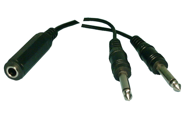 Philmore 44-239 6 Inch (1) 1/4" Stereo Female Jack to 2 1/4" Mono Plugs Y-Cable