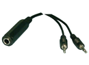 Philmore 44-254 6 Inch (1) 1/4" Stereo Female Jack to 2 3.5mm Mono Plugs Y-Cable