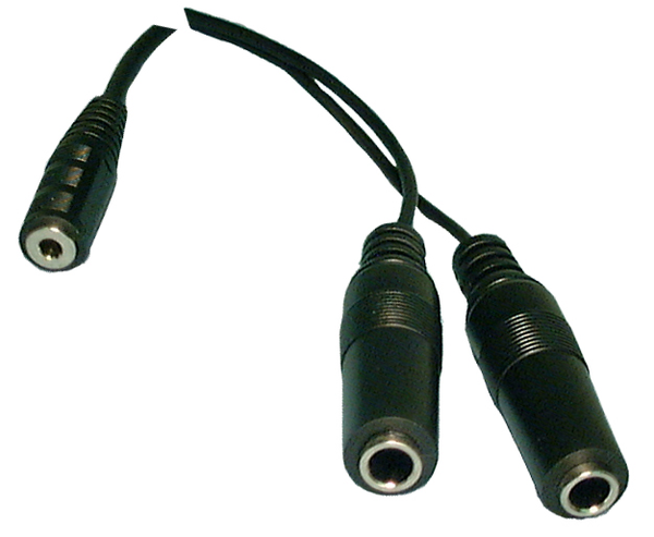 Philmore # 44-260 6 Inch 3.5mm Stereo Female Jack to (2) 1/4" Mono Jacks Y-Cable