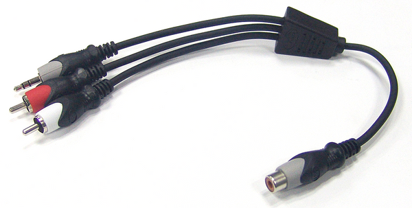 Philmore # 44-343 12 Inch RCA Female to (2) RCA Male + 3.5mm Stereo Male Y-Cable