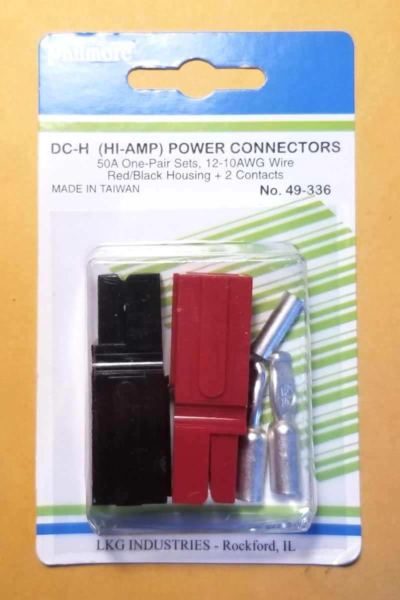 Philmore 49-336, RED & BLACK DC-H (Hi-Amp) Power Connector Set ~ 50A 12-10AWG