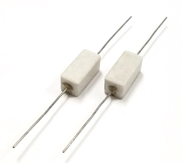 Lot of 2, 25 Ohm 5 Watt Wirewound Ceramic Power Resistors 5W (5W025)