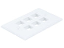 White 6 Port Wall Plate for Keystone Jack Inserts MV6733