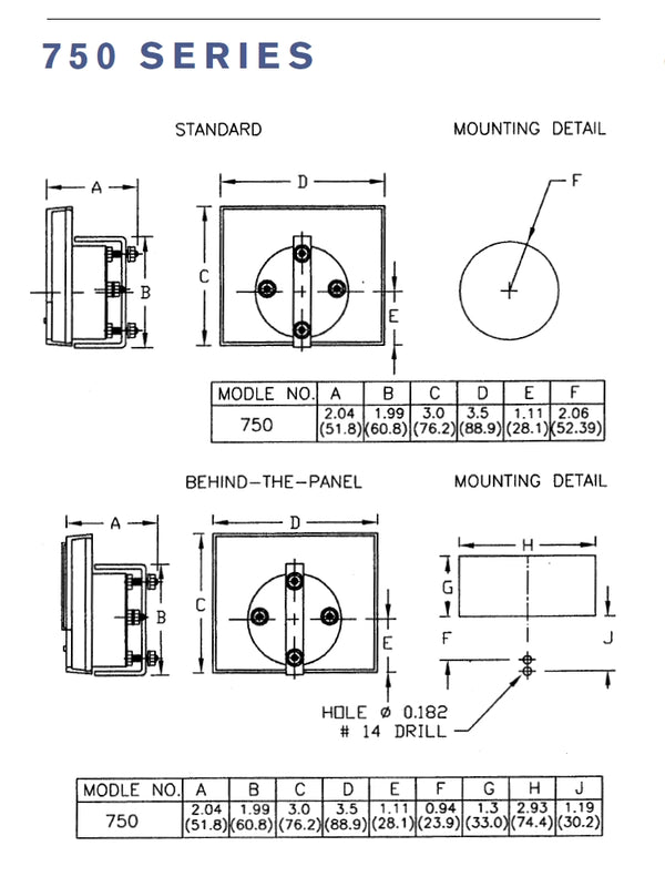 Shurite 7501Z, 0-1 Amp AC Analog Meter ~ 3.5" x 3.0" Panel Face, 2" Round Body