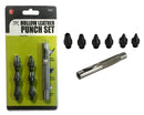 7 Piece Hollow Leather Punch Set with 5 Punches & 3.5" Knurled Grip Steel Handle