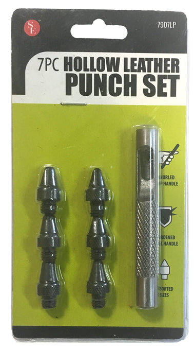7 Piece Hollow Leather Punch Set with 5 Punches & 3.5 Knurled Grip St –  MarVac Electronics