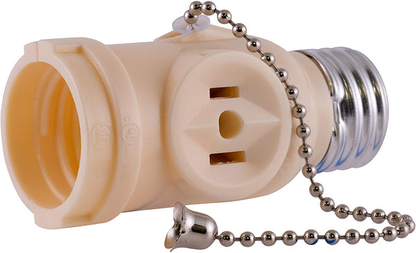 PS45 Light Socket with Pull Chain Switch and 2 AC Electrical Sockets