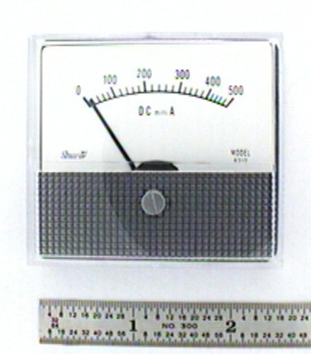 Shurite 8312Z, 0-500mA DC Analog Meter 2.5" x 2.3" Panel Face, 2" Round Body