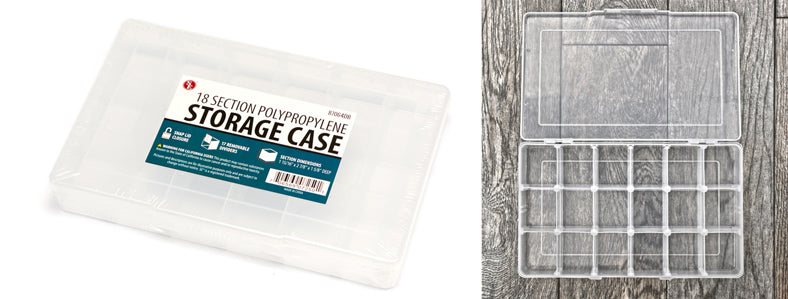 7-1/2 x 3-3/4 x 1 Plastic Box Organizer Case with 18 Compartments ,  STRG-0017