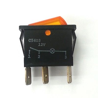 Arcolectric C5403ATBA7 SPST ON-OFF 12V Amber Lighted Rocker Switch 16A 250V AC - MarVac Electronics