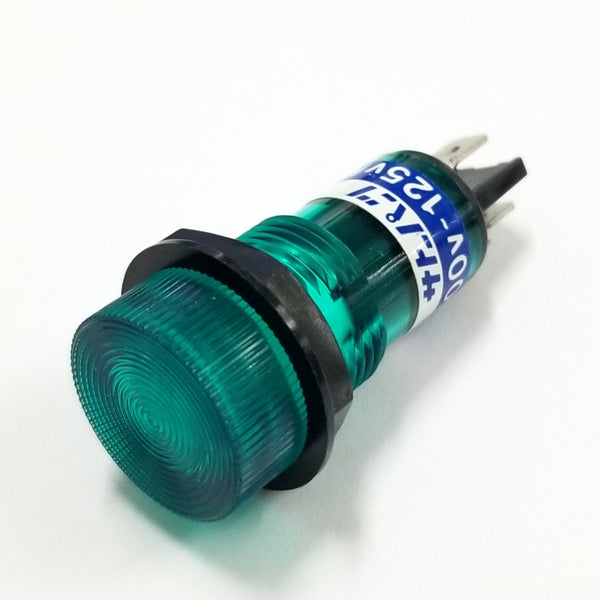 Sato Parts BN-2-1-G, 17mm Round Green Flat Top Neon Indicator Light, 100V ~ 125V