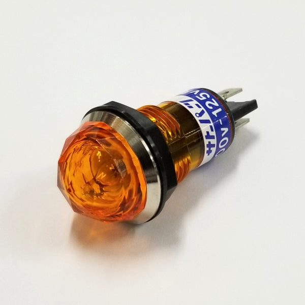 Sato Parts # BN-23-1-OR, 17mm Round Orange Jewel Lens Neon Indicator Light, 100V ~ 125V