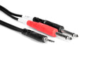 CMP-159, Hosa Stereo Breakout, 3.5 mm TRS to Dual 1/4 in TS, 10 ft