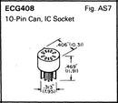 ECG408, 10 Pin Round IC Socket for 10 Pin Can Package ~ (NTE408) 2 Pack