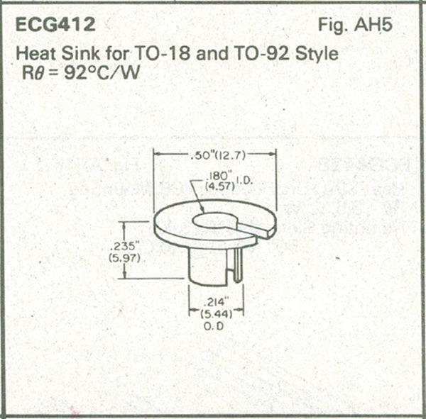 ECG412, Heat Sinks for TO18 Type Package ~ Metal Slide On (NTE412) 2 Pack