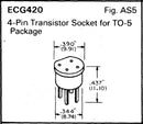 ECG420, 4 Pin Round Transistor Socket for 4 Pin TO-5 Package ~ (NTE420)