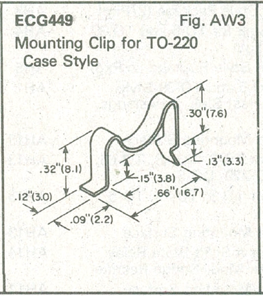 ECG449, Mounting Clips for TO-220 Type Package ~ (NTE449) 2 Pack