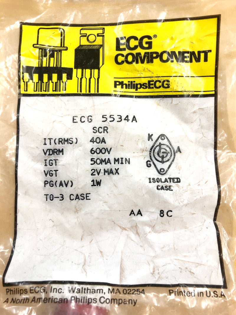 ECG5534A 600V @ 40A Silicon Controlled Rectifier SCR ~ TO-3 Isolated (NTE5534A)