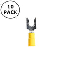 (2742) 1/4" Yellow Yellow Vinyl Insulated Locking Fork Terminals 12-10AWG 10 PK