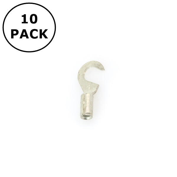 (1440) #10 Stud Non Insulated Hook Terminals for 22-18AWG Wire ~ 10 Pack