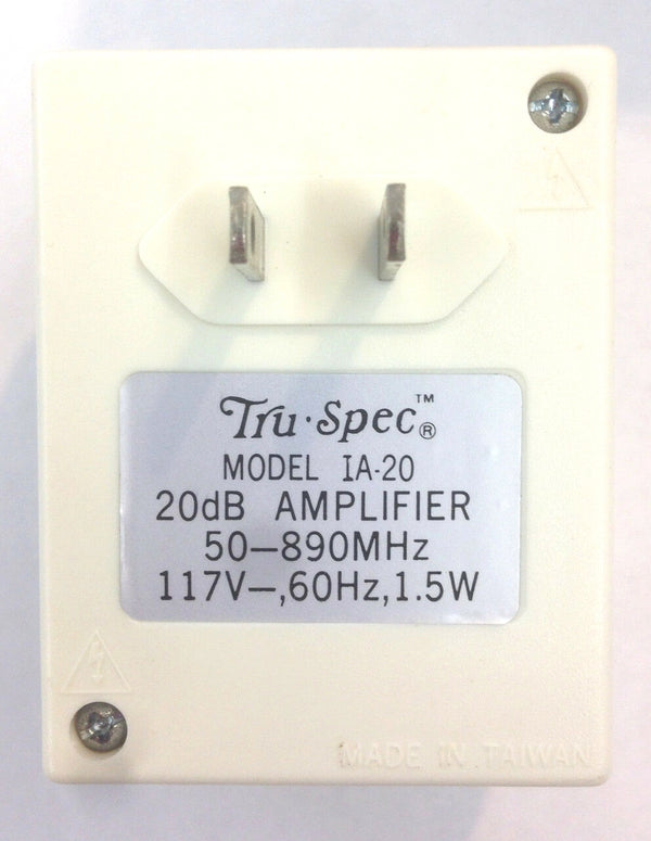 Tru-Spec IA-20, 20dB Amplifier 50-890MHZ 117V AC, 60Hz @ 1.5W w/ Gain Adjustment
