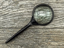 3" Diameter 3x Magnifier, Glass Lens Curved Handle Hand Held Magnifier