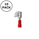 (2859) 0.250" Red Vinyl Insulated Multi Stack Terminals 22-18AWG Wire 10 Pack