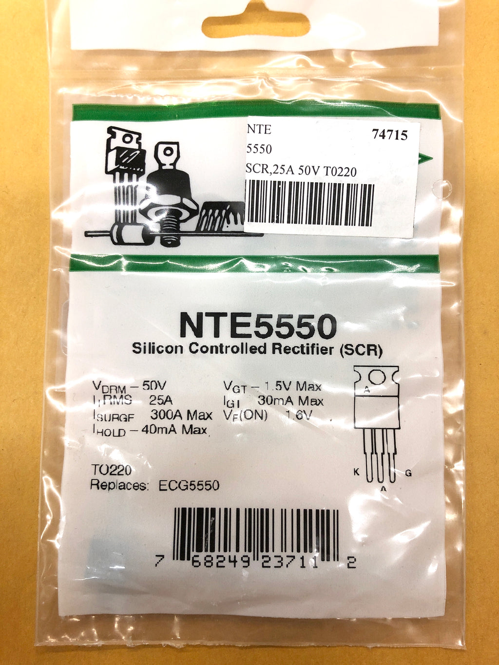 Thyristor (SCR) NTE5474 - Neuf Sous Blister Scellé D'usine - Pour Circuits De Puissance
