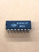 NTE74C107, TTL-CMOS Dual J-K Flip Flop w/Clear ~ 16 Pin DIP (74C107)