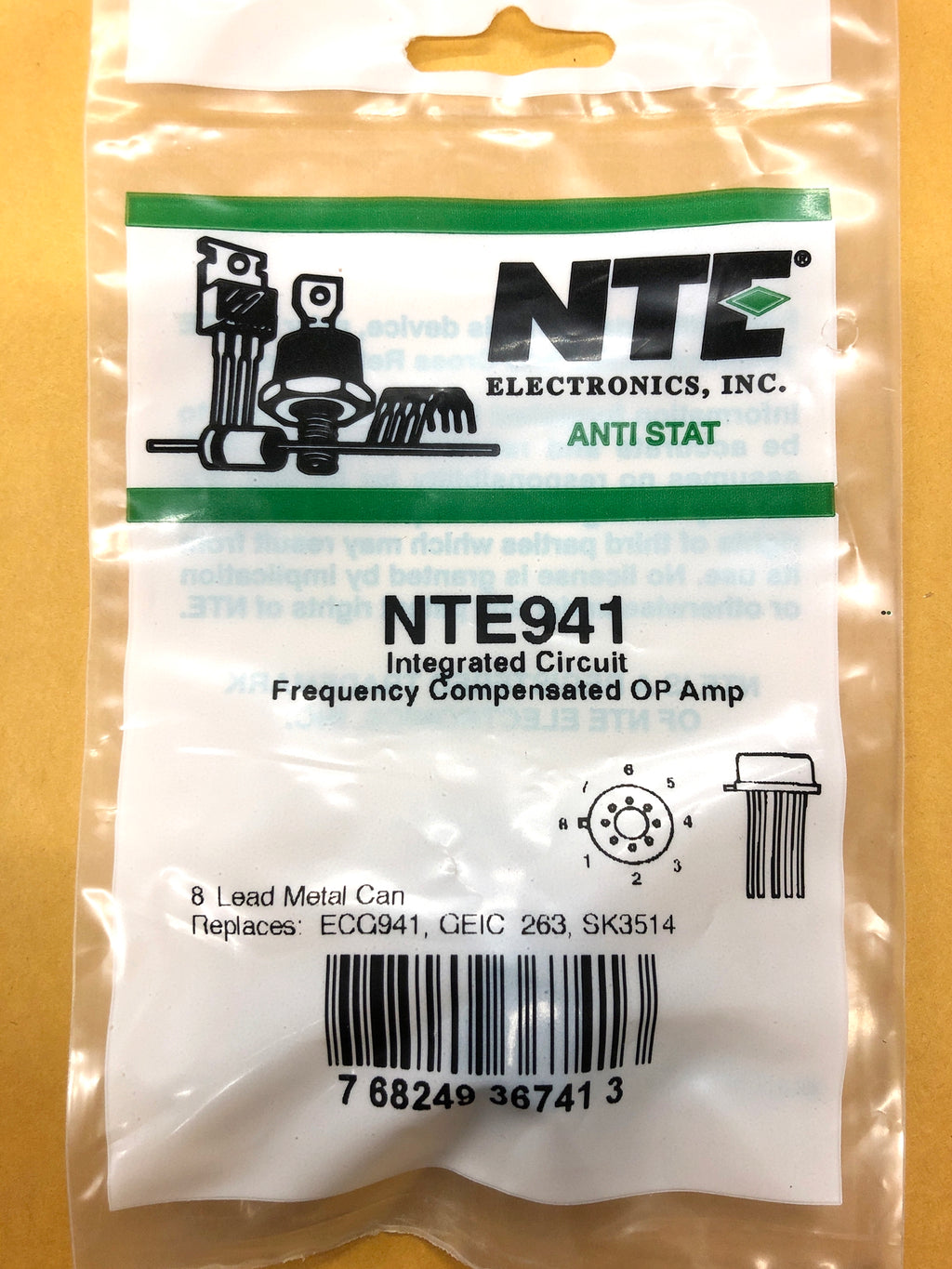 NTE941, General Purpose Operational Amplifier ~ TO-5, 8 Pin Metal Can NTE941, General Purpose Operational Amplifier ~ TO-5, 8 Pin Metal Can