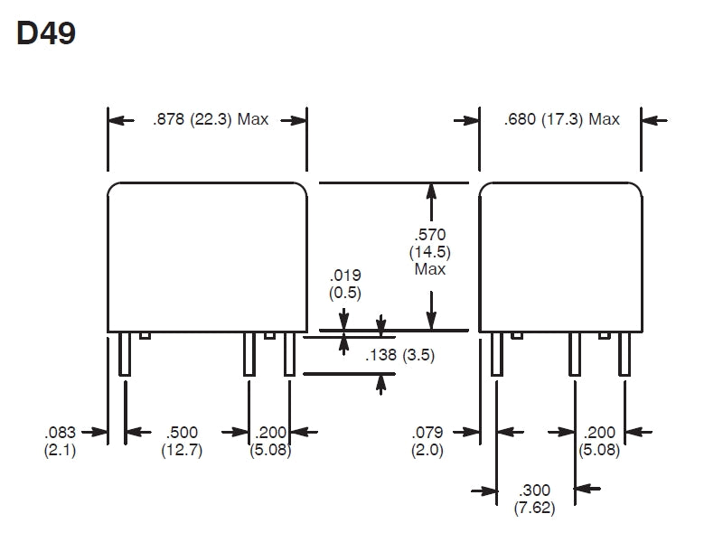 NTE R73-5D10-5/6, SPDT 5/6 Volt DC Coil, 10A@120V AC/28V DC PC Mount Relay
