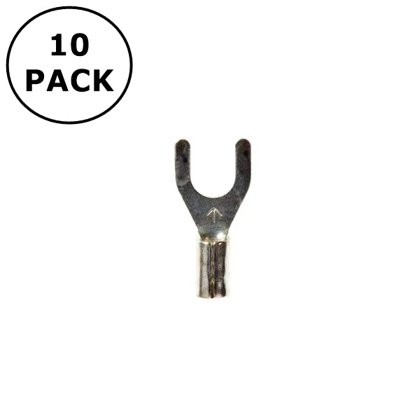 (1173) #6 Stud Non Insulated Spade Fork Terminals for 26-24AWG Wire ~ 10 Pack