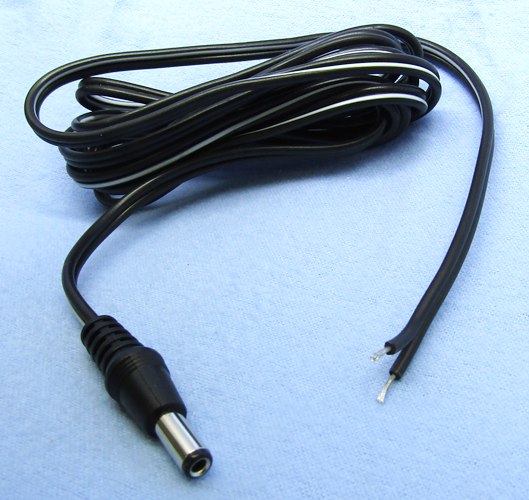 Philmore # TC218, 6 Foot Male 2.1mm x 5.5mm Coaxial Plug to Stripped End Cable