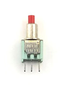 Alcoswitch TPB11FGPC2, SPDT ON-(ON) Momentary, PC Mount RED Push Button 0.4VA