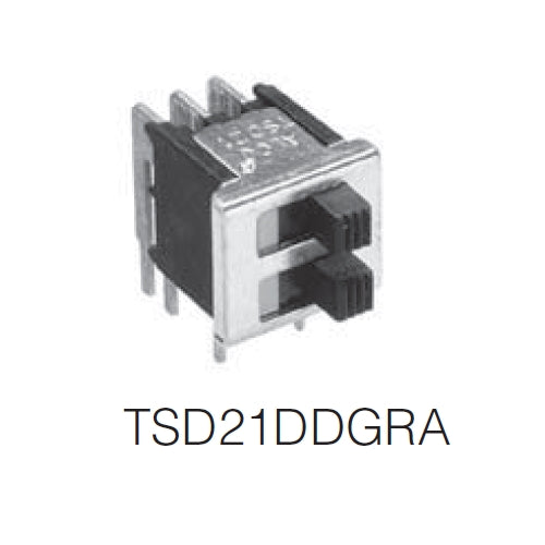 Alcoswitch TSD21DDGRA Dual (2x) SPDT ON-ON Slide Switch Assembly, Right Angle