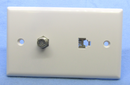 Philmore TWP11V 4 Conductor RJ11 & F-81 Coax, White Combo Wall Plate