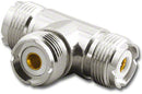 UHF-7623, UHF Female to Female to Female (Jack-Jack-Jack) T Adapter