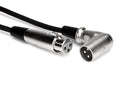 XRR-101.5, Hosa Balanced Interconnect, XLR3F to Right-angle XLR3M, 1.5 ft