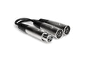 YXM-121, Hosa Y Cable, XLR3F to Dual XLR3M, 6 in