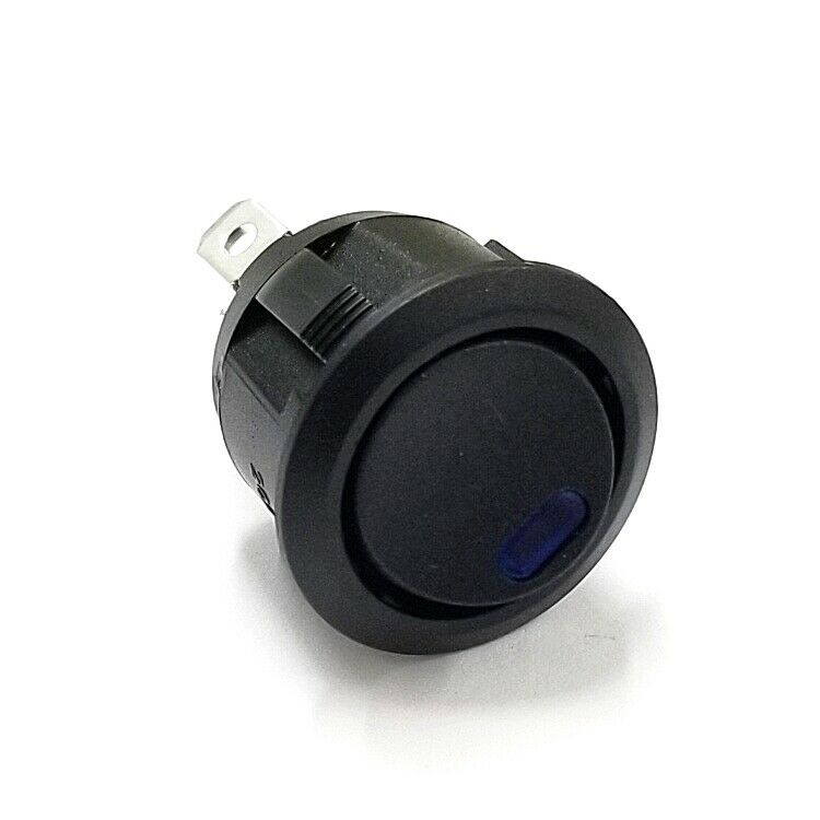 SPST OFF ON, 12V DC BLUE Lighted Round Hole Rocker Switch 20A 14V DC