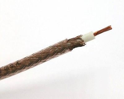 RG8X Mini RG8 50 Ohm Bare Copper Made In The USA Bulk Coax Cable, Gray