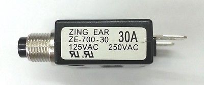 30 Amp Pushbutton Circuit Breaker ~ Zing Ear ZE-700-30 30A - MarVac Electronics