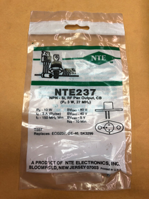 NTE237 NPN-Si Transistor RG Pwr Output CB 80V 3A