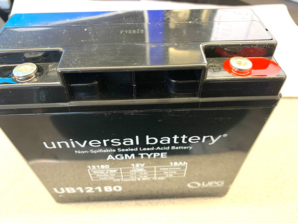 UPG UB12180 I1, 12V @ 18AH Sealed Lead Acid (SLA) Battery w/Screw Down Terminals