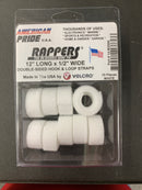 14-W2000, American Pride 12"L x 1/2"W, White Rappers Hook & Loop, 10pk