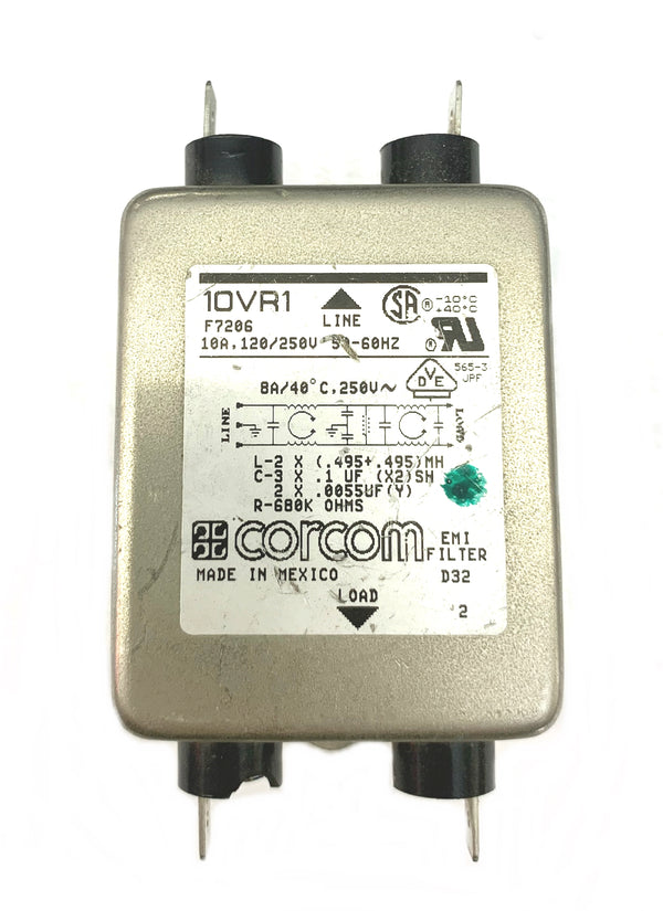 Corcom 10VR1 F7206 Two-stage RFI Power Line Filter, 10A @ 120V/250V AC 50/60Hz