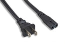 10W1-13203-NE, 3 Foot Non-Polarized Power Cord NEMA 1-15P to IEC-320-C7, 18AWG, 7A@125V, SPT‑2